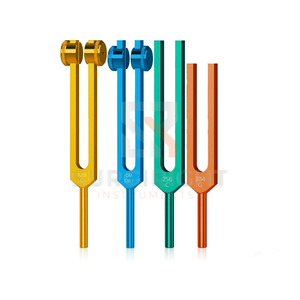 Ensemble de diapasons colorés lestés et non lestés 128Hz 136Hz 256Hz 384Hz pour thérapie sonore des chakras, certifié MOL, manuel, rose pâle - Product Image 4