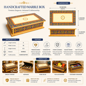 Hand Painted Marble Storage <b>Box</b> with Lid | Decorative Jewelry, <b>Keepsake</b> & Gift <b>Box</b> - Product Image 5