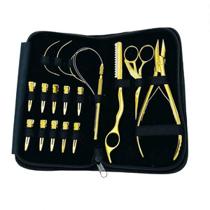 Kit professionnel de pinces à extensions de cheveux en acier inoxydable avec aiguille à boucle et outils à crochet pour l'application d'extensions de cheveux - Product Image 2