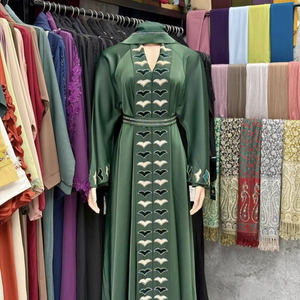 Best selling Dubai style Beautiful Modest Islamic Women's Saudi Arabian Abaya Spring Polyester Breathable Ankle Length Muslim - Product Image 1