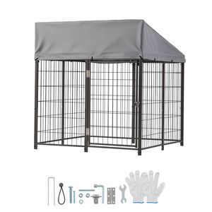Caseta Grande para Perros de Exterior, 3.67 x 3.78 x 4.1 pies, Resistente a los Rayos UV, con Cerradura Impermeable, Recinto para Perros, Jaula para Mascotas - Product Image 1