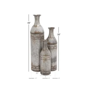 Juego de Jarrones de Piso de Acero Galvanizado Hechos a Mano, Estilo Costero, Ecológicos, Decorativos, de Metal, para Sala de Estar y Decoración del Hogar - Product Image 3