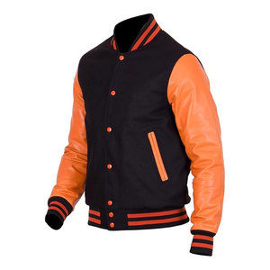 Luxury Tailored <b>Wool</b> Body Leather Sleeve Varsity Jacket <b>Crafted</b> for Premium Collegiate Street Style OEM Service Available - Product Image 3