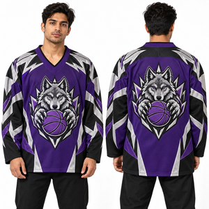 Camiseta de Hockey sobre Hielo Vintage, Diseño Retro de Equipo, Poliéster, Venta al Por Mayor, Ropa de Práctica, Entrenamiento en Pista, Ropa para Torneos, Empaque para Venta al Por Menor - Product Image 6