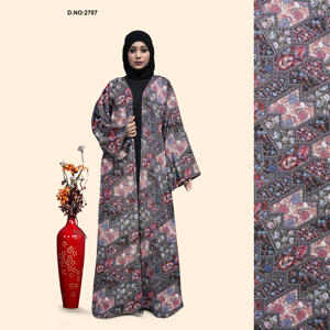 Abaya de luxe en lin de fabrication indienne, style shrug, brodée, longue jusqu'au sol, pour la prière, les fêtes et le quotidien, commandes en gros - Product Image 1