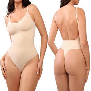 Body sculptant string dos en U pour femme, bretelles spaghetti réglables, sans couture, effet ventre plat, dos nu, idéal sous les robes - Product Image 1