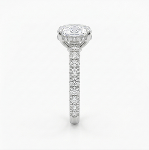 Bague de fiançailles pour femme en or blanc 18 carats avec diamant taille coussin, pavé de pierres latérales en halo de diamants de laboratoire, certifiée IGI, cadeau de mariage classique - Product Image 3