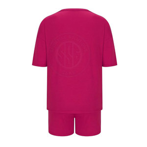 ชุดเสื้อยืดครอปแขนสั้นคอกลมสีขาวและกางเกงขาสั้นสีขาวสำหรับผู้หญิง ชุดลำลองฤดูใบไม้ผลิฤดูร้อน ผ้าฝ้ายถัก ชุด 2 ชิ้น - Product Image 2