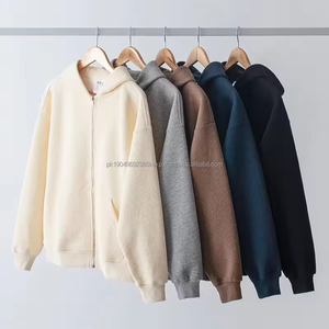 เสื้อฮู้ดถักวาฟเฟิลสำหรับผู้ชายและผู้หญิงไซส์พิเศษซิป400 GSM สำหรับฤดูใบไม้ผลิ - Product Image 2