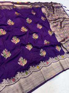 Sari de seda étnico tejido a mano con diseño floral y bordado Zari, transpirable para todas las ocasiones, en nuevo diseño 2026 - Product Image 3