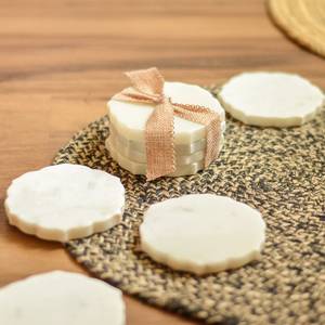 Luxury <b>White</b> Marble & Acacia Wood <b>Coaster</b> Set | Custom Logo | Wholesale Manufacturer - Product Image 5