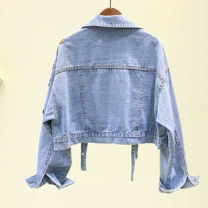 Women's Casual Distressed <b>Denim</b> <b>Jacket</b> Button Down Relaxed Fit Pocket Jean Coat <b>Custom</b> OEM ODM Wholesale - Product Image 6