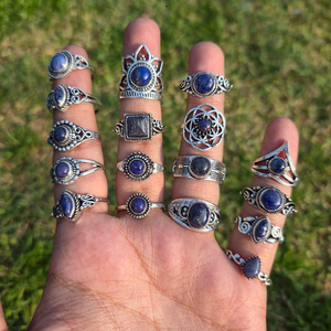 JewelryTownIN Natural Lapis Lazuli <b>Rings</b> Bulk Wholesale Handmade Blue Gemstone Silver Plated Adjustable Boho Statement Jewelry - Product Image 4