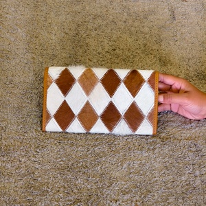 2026 Hot Sale Hand Tooled Carving Genuine Leather Clutch <b>Wallets</b> Western Stylish Multi Uses Snap Button Handheld Hair Fur <b>Wallet</b> - Product Image 1