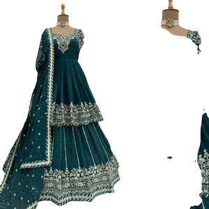 Lehenga Choli indien et pakistanais en faux georgette avec broderie et travail de séquence pour la saison des mariages - Fatema Fashion - Product Image 1