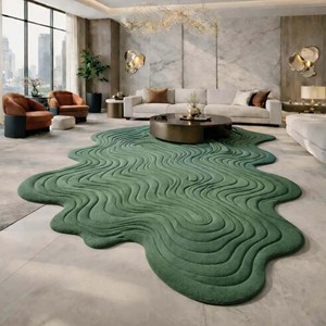 Alfombra Moderna de Lana Blanca con Diseño Abstracto de Ondas, Alfombra de Lujo de Gran Tamaño, Hecha a Mano, Suave y Afelpada, para Decoración de Sala de Estar - Product Image 3