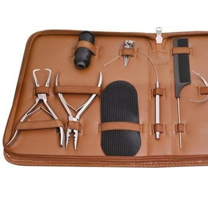 Kit professionnel d'extensions capillaires avec outils en acier inoxydable et étui en cuir pour l'installation et le retrait - Product Image 1