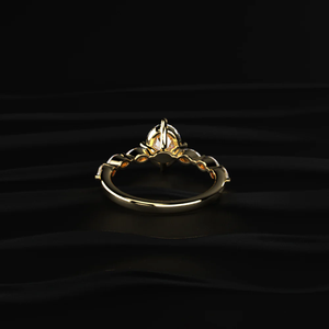 Bague de fiançailles élégante en or massif 14 carats avec diamant de laboratoire ovale de 1,20 carat, accentuations latérales en pierres poire et marquise, pour femme - Product Image 2