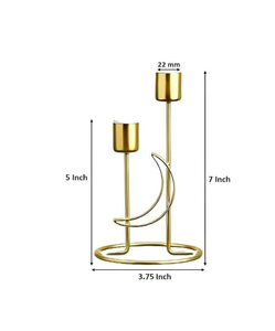 Portavelas Navideño de Hierro Dorado, Estilo Luna, Hecho a Mano, Duradero, Decoración para el Hogar, Sala de Estar, Dormitorio, Juego de 2 para Mesa de Comedor - Product Image 3