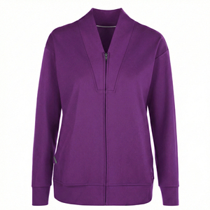 Wholesale Women Nursing Uniform V Neck Stretch Scrub Jacket Zipper Closure Ribbed Hem <b>Athletic</b> Customizable Design Scrub Jackets - Product Image 2