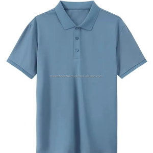 Chemise de golf décontractée pour hommes extensible coupe régulière à manches courtes haut d'été anti-rides tissu gaufré motif solide col contrasté - Product Image 1