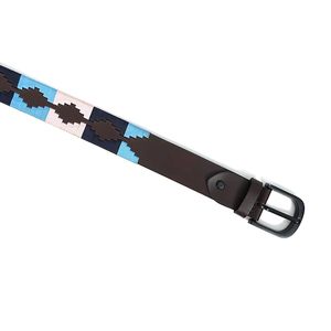 Elegante Cinturón Polo Hecho a Mano en Cuero Genuino con Costuras de Hilo Multicolor Brillante, Hebilla de Cuero con Diseño Polo, Logotipo Personalizado - Product Image 3