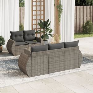 Conjunto de Sofá de Jardín de Ratán PE Gris con Acero con Recubrimiento en Polvo y Vidrio Templado, Muebles de Exterior Premium - Product Image 1