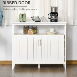 Mueble de Barra de Café con Estantes Ajustables, Aparador de 2 Puertas, Mesa Consola para Cocina, Entrada, Sala de Estar - Product Image 6