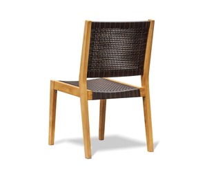 Chaise de salle à manger avec structure en teck et assise en rotin, inclinable, portable, design simple et moderne pour appartement - Product Image 6