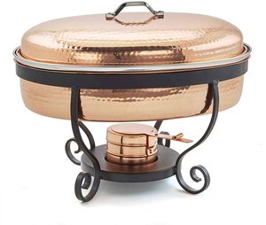 Calentador de Comida Decorativo de Latón para Catering con Soporte Elevado y Tapa, Elegante Solución de Calentamiento para Buffet en Bodas y Eventos de Hotel - Product Image 2