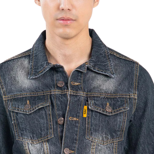 Mens Streetwear Vintage Acid Wash Denim <b>Jacket</b> 100% Cotton Casual <b>Trucker</b> Regular Fit Long Sleeve Quick Dry Autumn/Spring - Product Image 3
