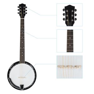 Banjo Professionale a 6 Corde di Alta Qualità, Realizzato con Legno di Sappelli Notopleura, Abete in Lega e Manico in NATO - Product Image 5