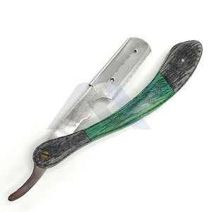 Navajas de afeitar de barbería de hoja única con mango de madera y hoja de acero inoxidable, con bloqueo de seguridad, para el cuidado personal, con logotipo personalizado y empaque personalizado - Product Image 1