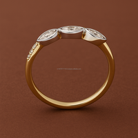 Bague de Fiançailles et Alliance d'Anniversaire en Or Massif 14K, Design Minimaliste Original, Sertie de Moissanite Taille Marquise, Motif Religieux