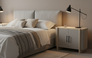 Buffet moderne à 2 portes en chêne massif pour salon - Rangement résistant à l'eau avec design minimaliste - Product Image 2