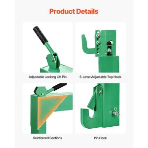 Attacco Rapido a 3 Punti per Capacità di Sollevamento di 1800 Kg, Adattamento a Bullone Regolabile su 5 Livelli per Trattori e Rimorchi Categoria 2 - Product Image 5