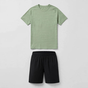 Wholesale Summer Men's Casual Shorts <b>Set</b> Plain Color Solid 100% Cotton Jersey Quick Dry Knitted Pocket Customized Logo <b>Twin</b> <b>Set</b> - Product Image 3