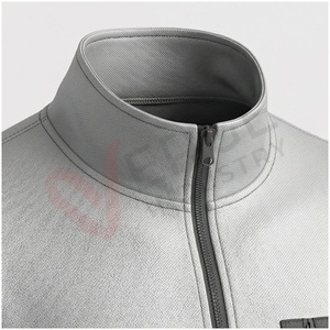 Ensemble de survêtement gris pour homme, manches longues, col montant, fermeture éclair sur le devant, couleur unie, respirant, décontracté, pour l'automne, coupe classique - Product Image 4