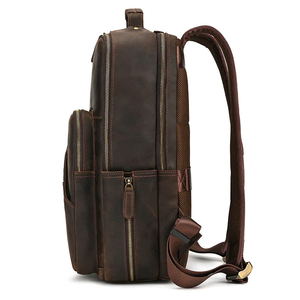 Genuine Leather <b>Laptop</b> <b>Backpack</b> Classic Geometric Design Durable Softback Unisex 20-39L Zipper Closure - Product Image 3