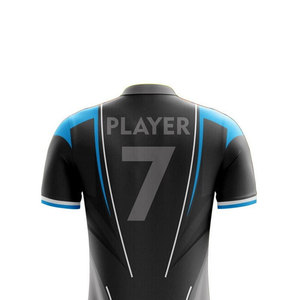 Conjunto de Camiseta de Fútbol Unisex Gris Azul Cuello en V Manga Corta Absorbe la Humedad 100% Poliéster Impresión por Transferencia de Calor Personalizada UV - Product Image 3