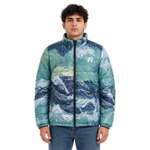 Chaquetas Acolchadas Estampadas para Hombre, Cortavientos, Ropa de Invierno, Cierre de Cremallera, Estilo Casual, Cuello Alto, Ropa Personalizada al por Mayor, OEM, B2B - Product Image 1