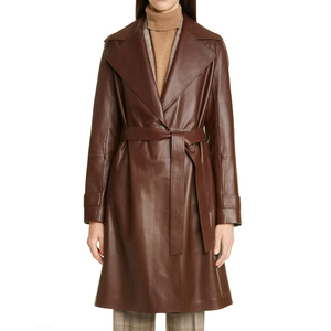 Plus Size Men Genuine Leather Waterproof Winter Trench Coat Long Sleeve Belted Fur Trim Outerwear Casual Streetwear - Product Image 6