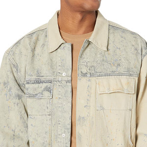 Trendy Fashion Washed Classic Casual Grey <b>Black</b> Slim Fit Denim <b>Jean</b> Coat Men's Distressed Denim <b>Jacket</b> - Product Image 5
