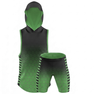 Unisex <b>Purple</b> Gradient Hooded Sleeveless <b>Vest</b> Set with Hexagon Pattern Moisture Wicking Quick Dry Sports Wear for Adults - Product Image 4