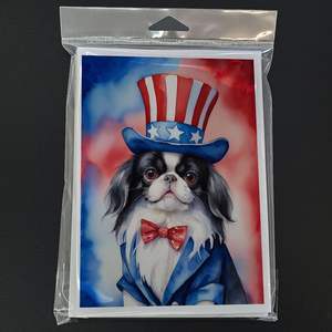 Japanese Chin Patriotic American Whimsical A7 Size 5x7 Blank <b>Note</b> <b>Cards</b> Pack of 8 Envelopes <b>Greeting</b> <b>Cards</b> - Product Image 3