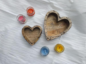Bol à pâte et porte-bougie en bois naturel fait main en forme de cœur pour la Saint-Valentin, décoration d'intérieur, objet décoratif CC-WCDB - Product Image 5