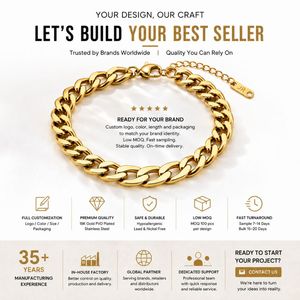 สร้อยข้อมือสแตนเลสชุบทองแบบหนา สไตล์คิวบัน สำหรับขายส่ง - Product Image 6