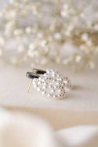 Beaded Pearl Wreath Hoop Earrings With <b>Abalone</b> <b>Shell</b> Stud Earrings Bridal Gift For Women - Product Image 6