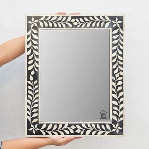 Decorative Wooden Wall <b>Mirror</b> Vintage Leaf Detailing Chic Reflective Accent for Contemporary Spaces - Product Image 4