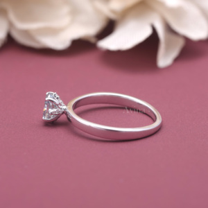 Bague en diamant cultivé en laboratoire certifié IGI, argent sterling 925 massif, coupe ovale bleue, bague de fiançailles solitaire pour femmes - Product Image 5